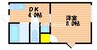 山陽本線（中国）/岡山駅 バス:35分:停歩1分 2階 築34年 1Kの間取り