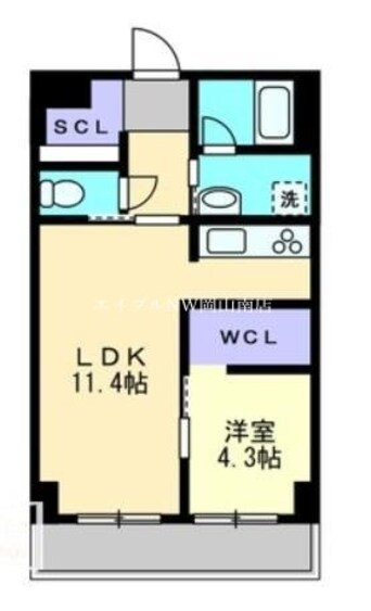 間取図 岡山市電東山本線<岡山電気軌道>/県庁通り駅 徒歩5分 2階 築28年