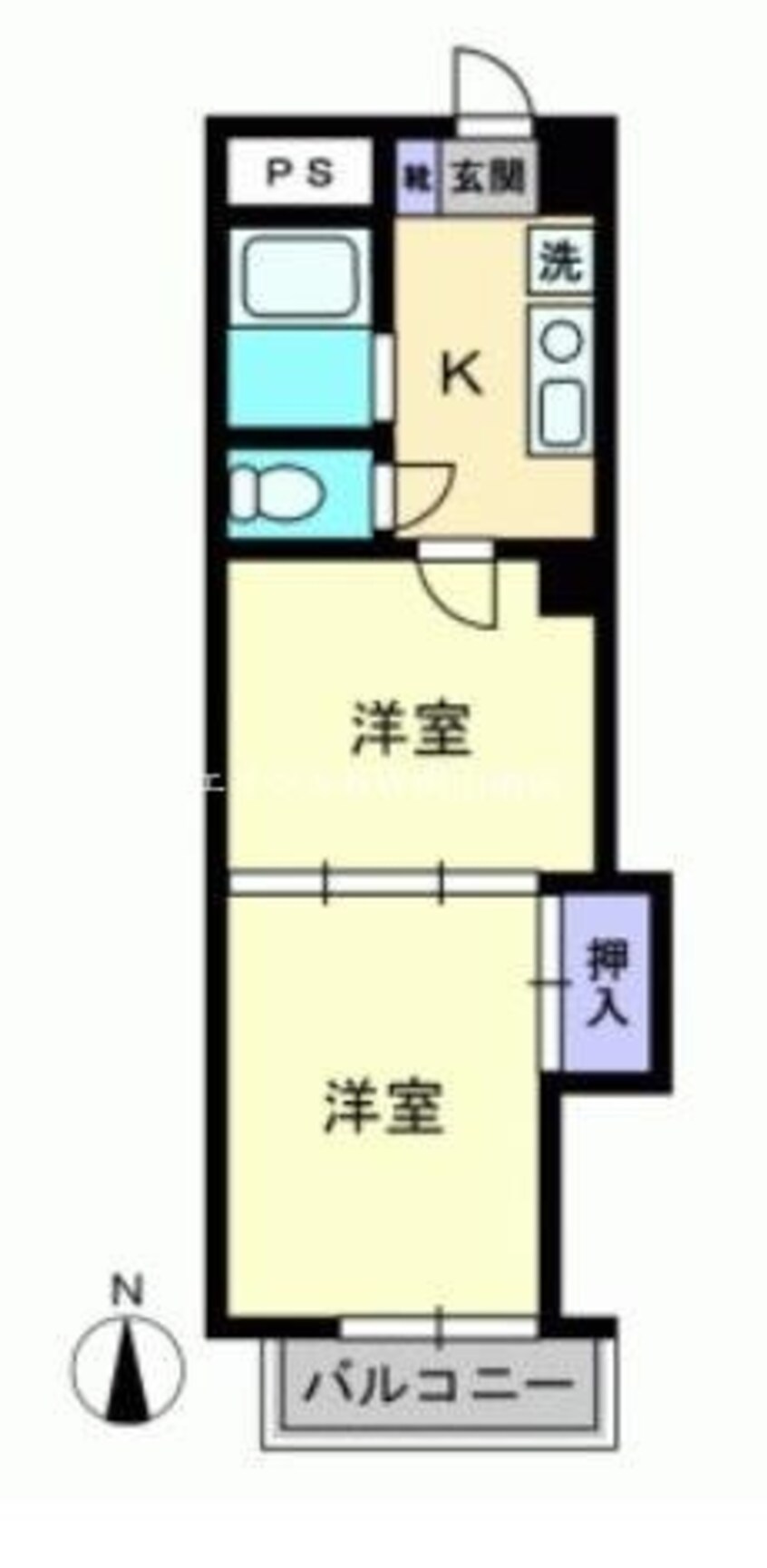 間取図 山陽本線（中国）/岡山駅 徒歩19分 5階 築35年