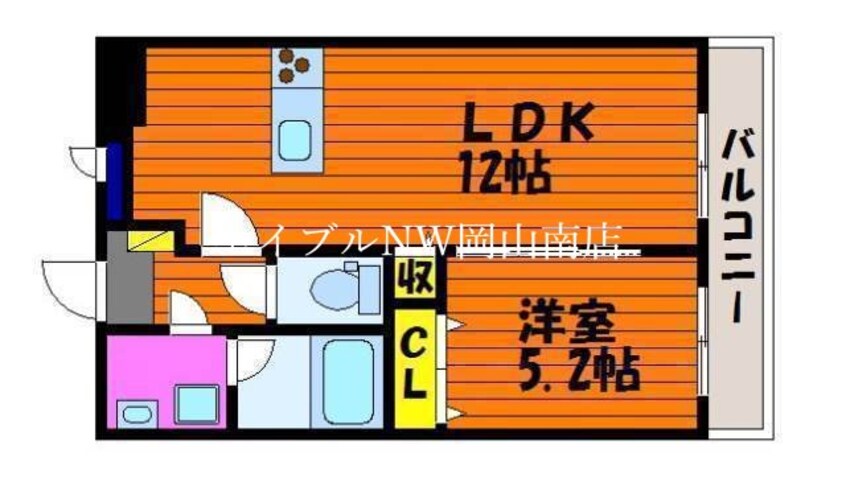 間取図 岡山市電清輝橋線<岡山電気軌道>/清輝橋駅 徒歩1分 1階 築9年