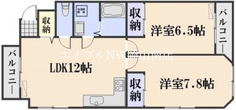 間取図 宇野線<宇野みなと線>/備前西市駅 徒歩33分 2階 築26年