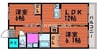 岡山市電清輝橋線<岡山電気軌道>/清輝橋駅 徒歩45分 3階 築13年 2LDKの間取り