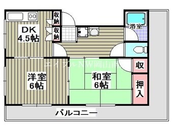 間取図 山陽本線（中国）/岡山駅 バス25分千鳥町下車:停歩5分 4階 築37年