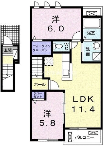 間取図 宇野線<宇野みなと線>/彦崎駅 徒歩9分 2階 築5年