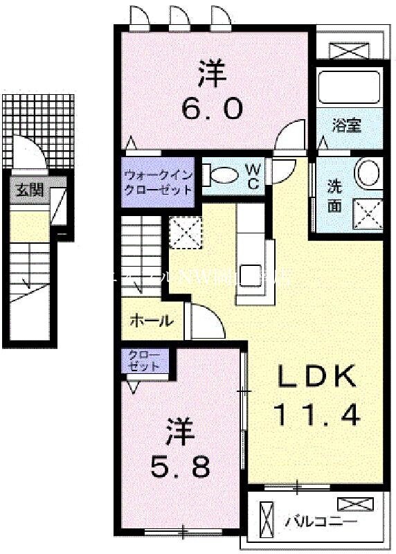 間取り図 宇野線<宇野みなと線>/彦崎駅 徒歩9分 2階 築5年