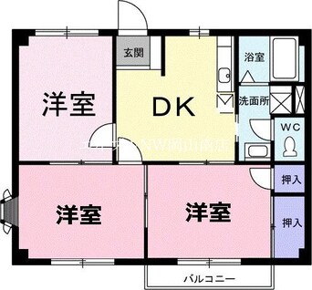 間取図 宇野線<宇野みなと線>/備前西市駅 徒歩34分 2階 築31年