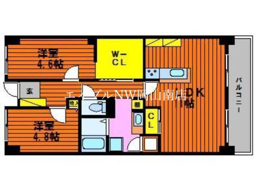 間取図 宇野線<宇野みなと線>/大元駅 徒歩4分 9階 築38年