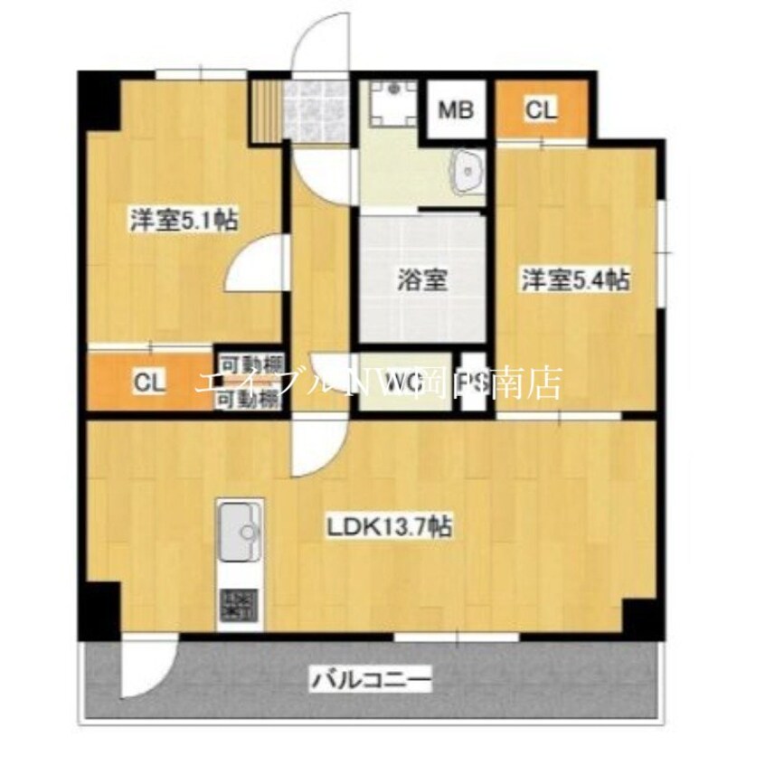 間取図 山陽本線（中国）/岡山駅 バス25分福富西1丁目下車:停歩10分 2階 1年未満