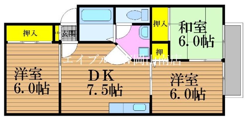 間取図 山陽本線（中国）/岡山駅 バス30分南輝小学校前下車:停歩7分 1階 築31年