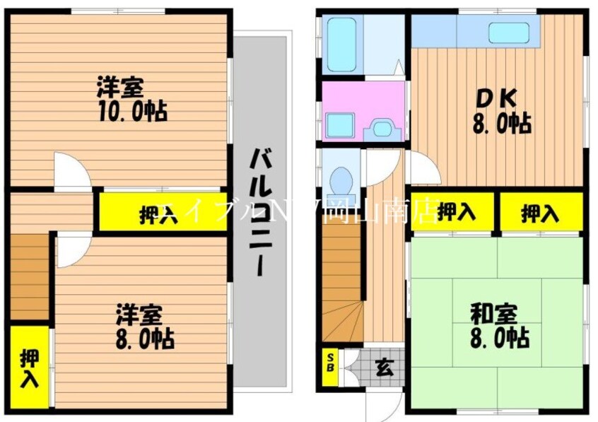 間取図 山陽本線（中国）/北長瀬駅 徒歩17分 1階 築31年