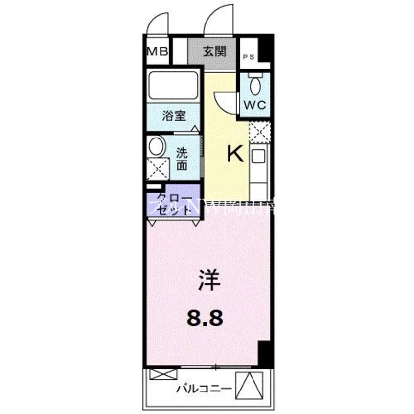 間取図 岡山市電清輝橋線<岡山電気軌道>/郵便局前駅 徒歩4分 5階 築16年