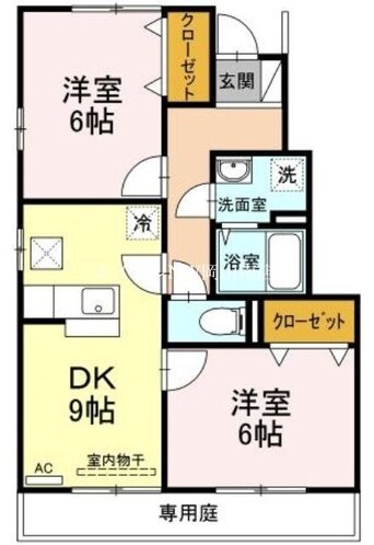 間取図 山陽本線（中国）/岡山駅 バス38分福島郵便局前下車:停歩10分 1階 築18年