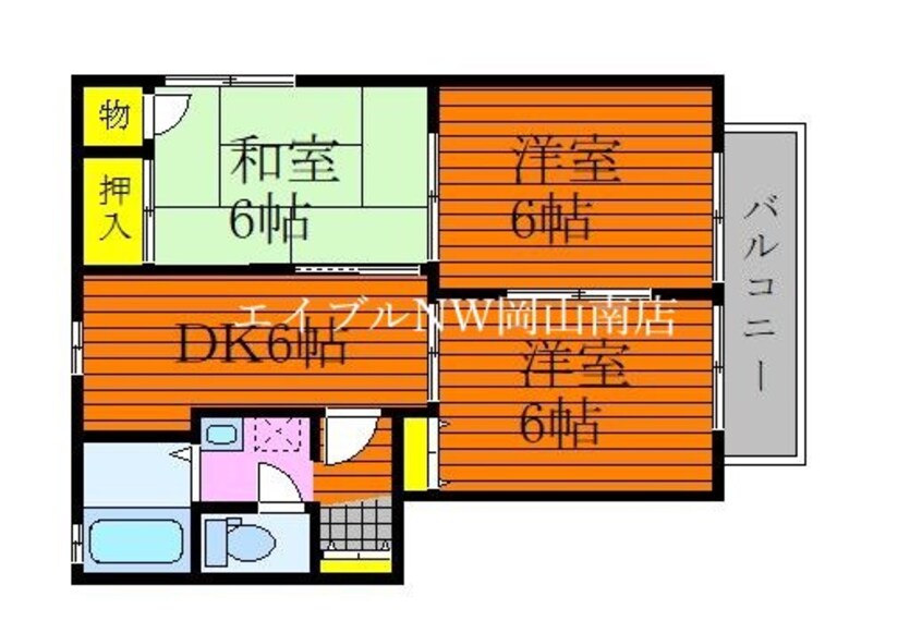 間取図 宇野線<宇野みなと線>/常山駅 徒歩44分 2階 築28年