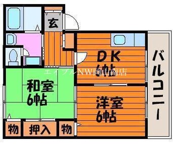 間取図 山陽本線（中国）/岡山駅 バス20分バス・岡山商大前下車:停歩2分 1階 築27年