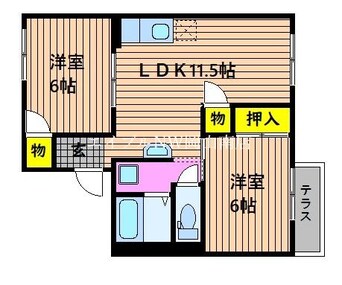 間取図 山陽本線（中国）/北長瀬駅 徒歩22分 1階 築39年