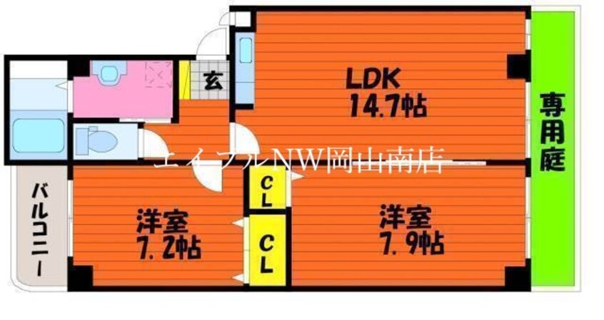 間取図 山陽本線（中国）/庭瀬駅 徒歩20分 3階 築20年