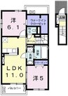 宇野線<宇野みなと線>/迫川駅 徒歩6分 2階 築4年 2LDKの間取り