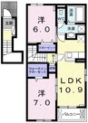 宇野線<宇野みなと線>/宇野駅 徒歩27分 2階 築浅 2LDKの間取り