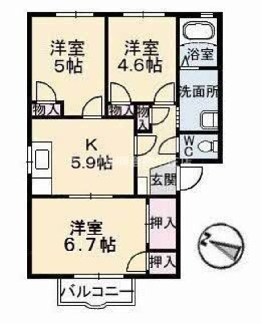 間取図 サンライン川入　B棟