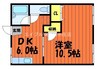 上東コーポ　東 1DKの間取り