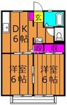 コーポ吉備路　C棟 2DKの間取り