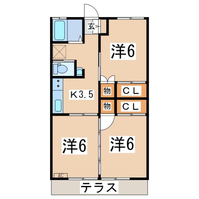 間取図 東北新幹線（東北地方）/郡山駅 バス20分大成小学校入口下車:停歩4分 1-2階 築39年