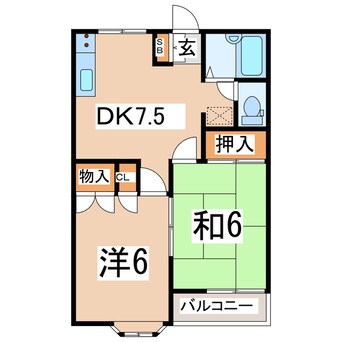 間取図 東北新幹線（東北地方）/郡山駅 バス15分八山田下車:停歩11分 2階 築29年