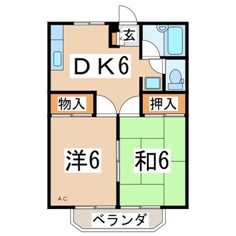 間取図 東北新幹線（東北地方）/郡山駅 バス15分八山田下車:停歩11分 1階 築30年