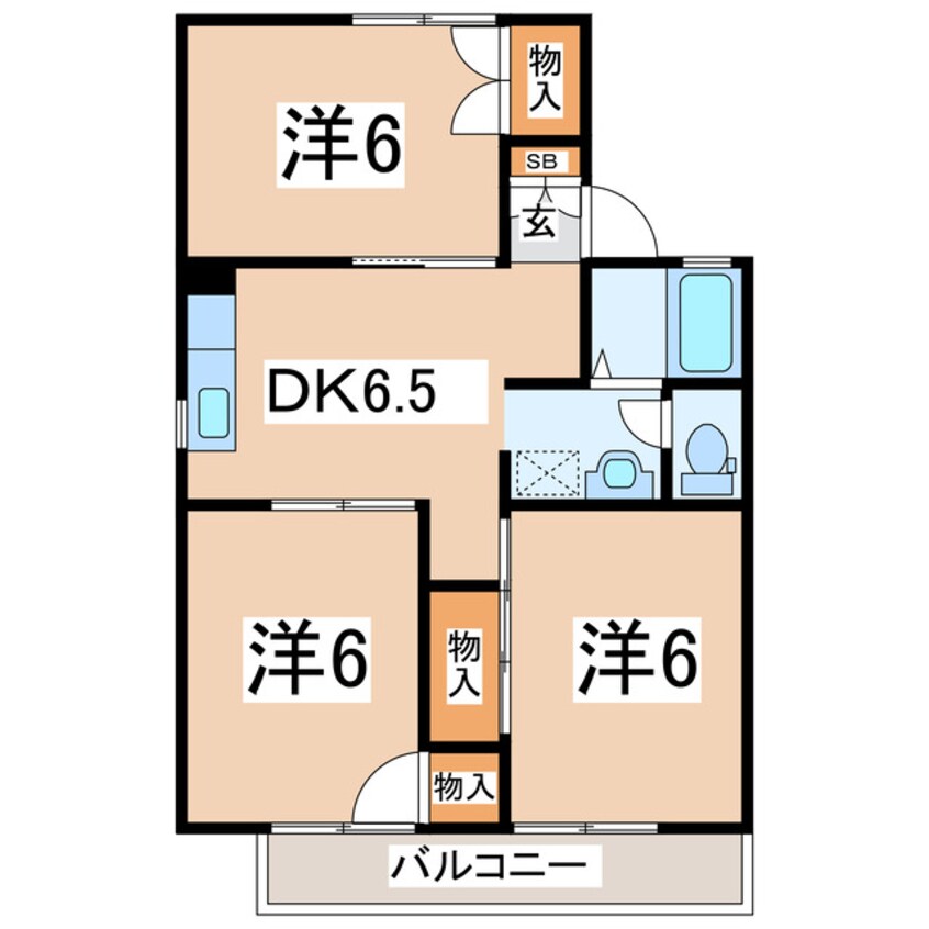 間取図 東北新幹線（東北地方）/郡山駅 バス19分郡山第五中学校下車:停歩10分 2階 築34年