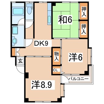 間取図 東北新幹線（東北地方）/郡山駅 バス13分並木下車:停歩3分 2階 築35年