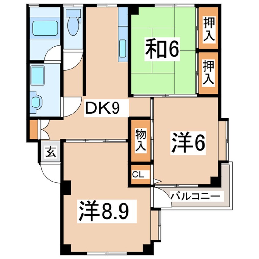 間取図 東北新幹線（東北地方）/郡山駅 バス13分並木下車:停歩3分 2階 築35年