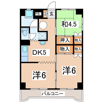 間取図 東北新幹線（東北地方）/郡山駅 徒歩19分 5階 築45年