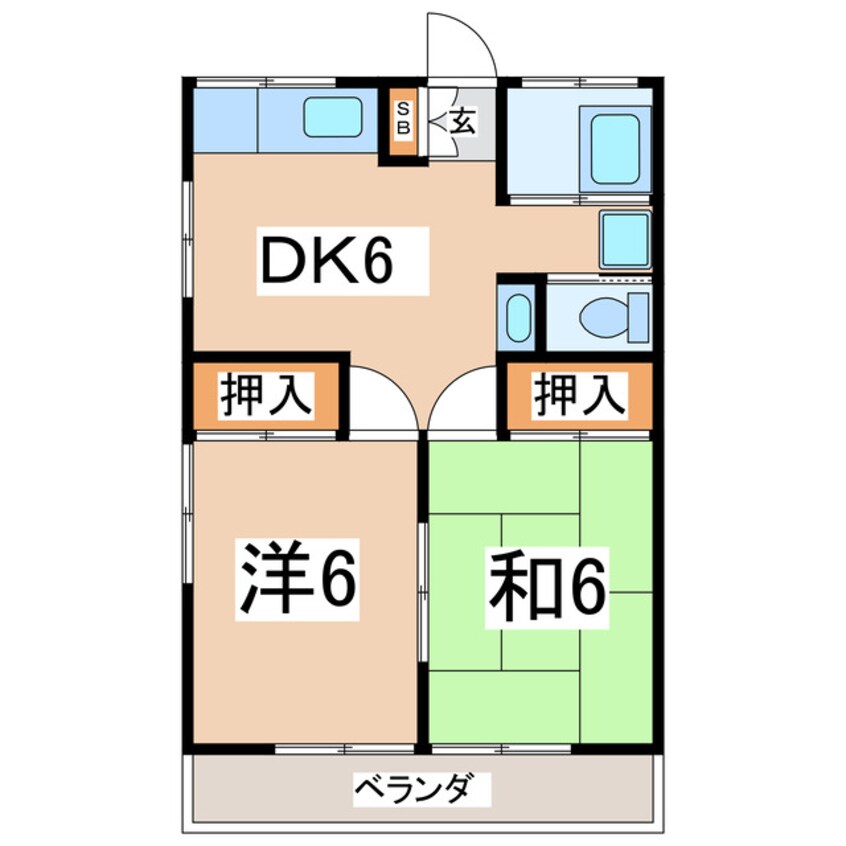 間取図 東北新幹線（東北地方）/郡山駅 バス15分音路下車:停歩4分 2階 築40年