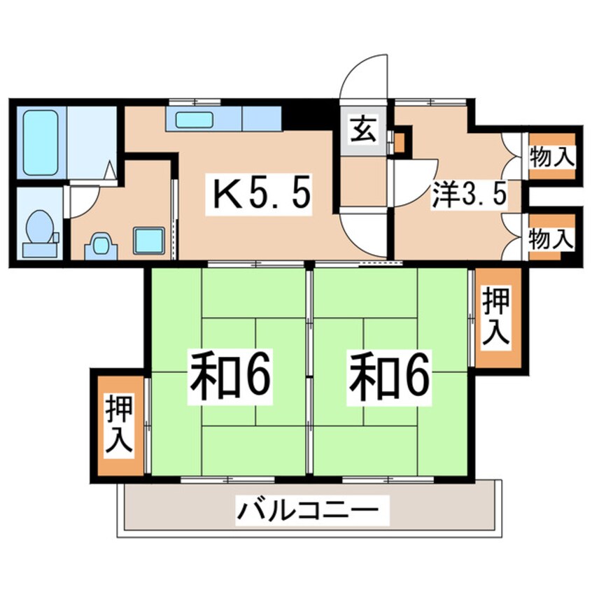 間取図 東北新幹線（東北地方）/郡山駅 徒歩22分 2階 築36年