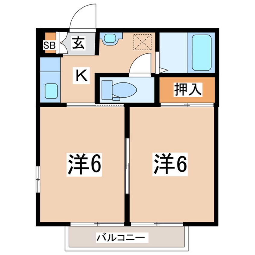 間取図 磐越西線<森と水とロマンの鉄道>/郡山富田駅 徒歩2分 1階 築22年