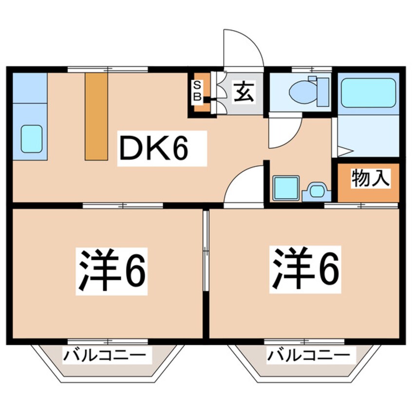 間取図 東北本線/郡山駅 バス13分乙高下車:停歩4分 2階 築37年