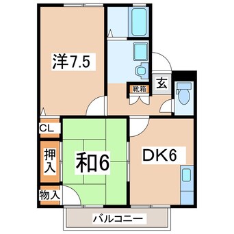 間取図 磐越西線<森と水とロマンの鉄道>/喜久田駅 徒歩5分 2階 築29年