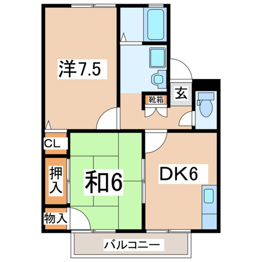 間取図 磐越西線<森と水とロマンの鉄道>/喜久田駅 徒歩5分 2階 築29年