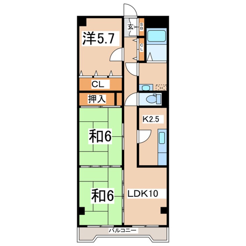 間取図 東北新幹線（東北地方）/郡山駅 バス15分鶴見坦前下車:停歩1分 3階 築26年