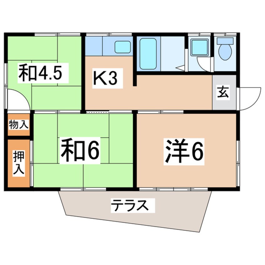 間取図 東北新幹線（東北地方）/郡山駅 バス20分八山田下車:停歩3分 1階 築43年