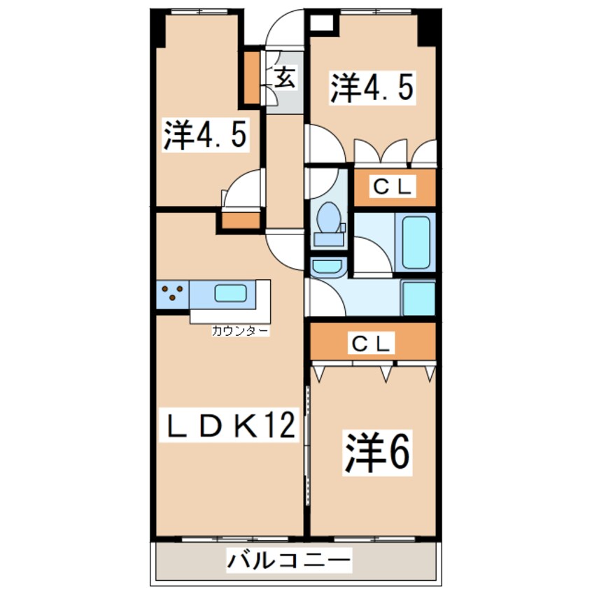 間取図 東北新幹線（東北地方）/郡山駅 バス17分郡山女子大学前下車:停歩3分 1階 築34年