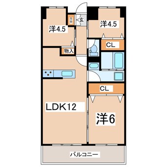 間取図 東北新幹線（東北地方）/郡山駅 バス17分郡山女子大学前下車:停歩3分 2階 築34年