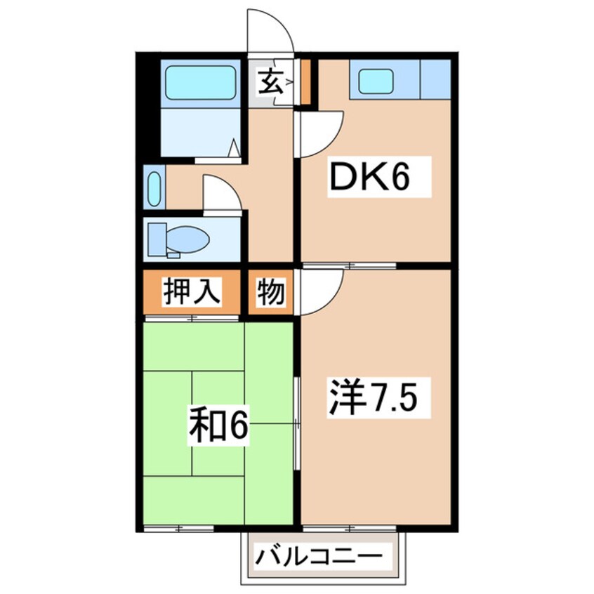 間取図 東北新幹線（東北地方）/郡山駅 バス20分北井団地下車:停歩1分 2階 築32年