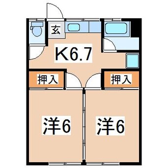 間取図 磐越西線<森と水とロマンの鉄道>/郡山富田駅 徒歩25分 1階 築41年