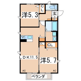 間取図 磐越西線<森と水とロマンの鉄道>/郡山富田駅 徒歩29分 1階 築5年