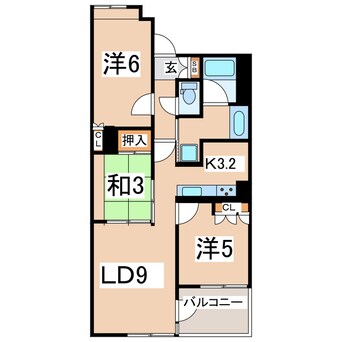 間取図 東北新幹線（東北地方）/郡山駅 徒歩38分 9階 築16年