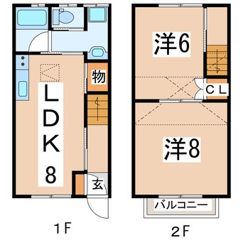 間取図 東北本線/郡山駅 バス21分島西バス停下車:停歩5分 1-2階 築19年