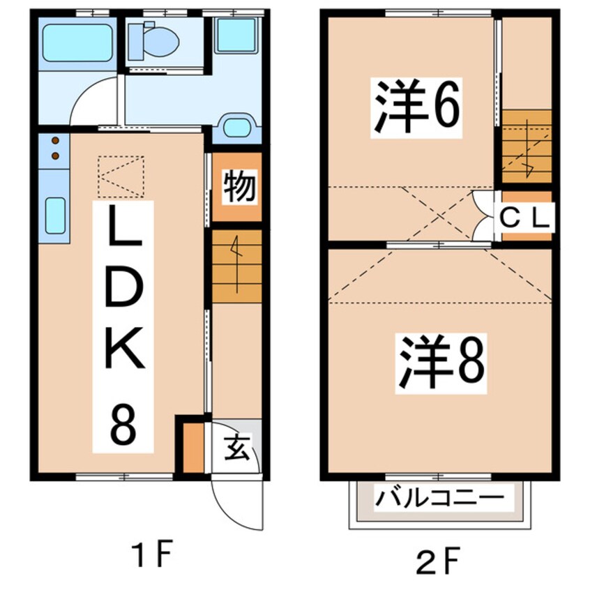 間取図 東北本線/郡山駅 バス21分島西バス停下車:停歩5分 1-2階 築19年