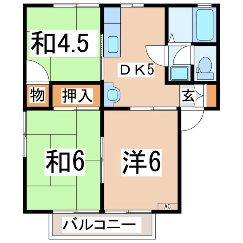 間取図 磐越西線<森と水とロマンの鉄道>/郡山富田駅 徒歩36分 1階 築31年