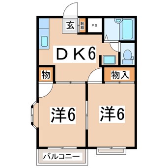 間取図 東北本線/郡山駅 バス32分大槻中学校バス停下車:停歩5分 2階 築35年